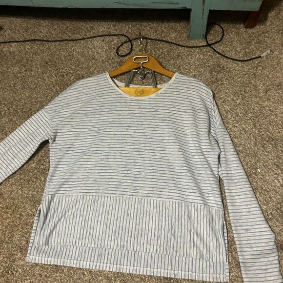 Abercrombie Blue & Grey Striped Hi Low Shirt Nautical Coastal Cool - Picture 7 of 13